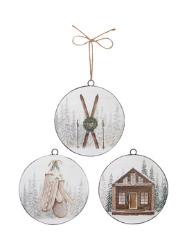 Assorted Ski Lodge Disc Ornaments