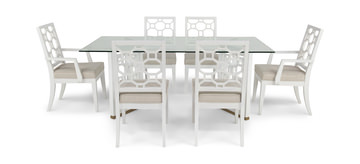 Chelsea Glass Dining Table With 4 Side Chairs And 2 Arm Chairs