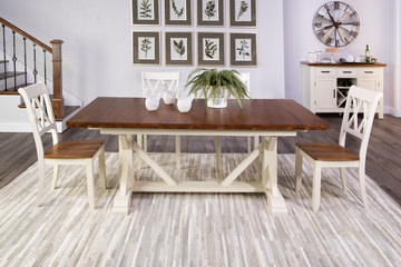 Hamilton II Trestle Table With 4 X Back Side Chairs