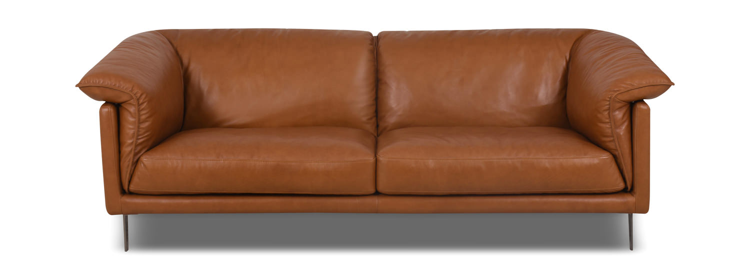 tan leather 2 seater sofa