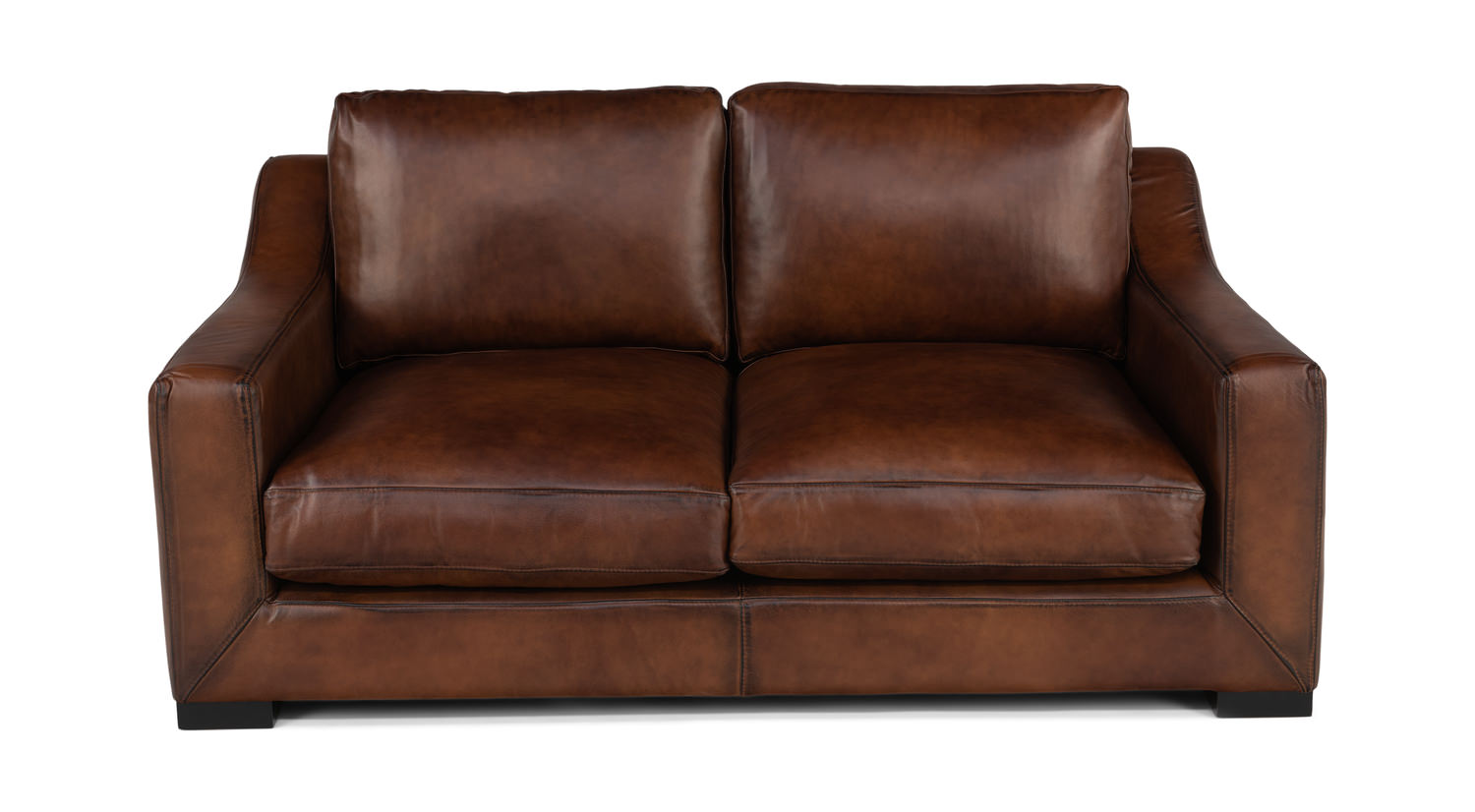 Deep leather store loveseat