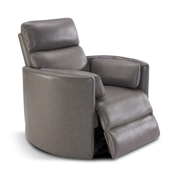 Stuart Leather Power Swivel Recliner - Grey 