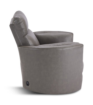 Stuart Leather Power Swivel Recliner - Grey 