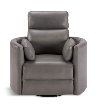 Stuart Leather Power Swivel Recliner - Grey 