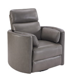 Stuart Leather Power Swivel Recliner - Grey  thumbnail 1