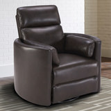Stuart Leather Power Swivel Recliner - Brown thumbnail 6