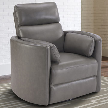 Stuart Leather Power Swivel Recliner - Grey 