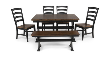 Greeley Square Trestle Table With 4 Chairs And Bench