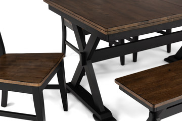 Greeley Square Trestle Table With 4 Chairs And Bench