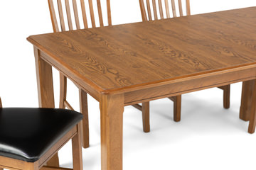 Family Dining Leg Table With 4 Slat Back Chairs