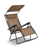 Relaxer Chaise Lounge Chair With Canopy - Brown thumbnail 1