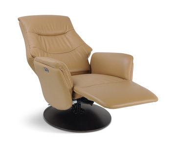 Connor Leather Zero Gravity Power Swivel Recliner - Cinnamon