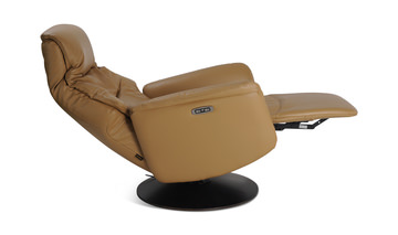 Connor Leather Zero Gravity Power Swivel Recliner - Cinnamon