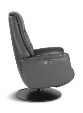 Connor Leather Zero Gravity Power Swivel Recliner - Grey