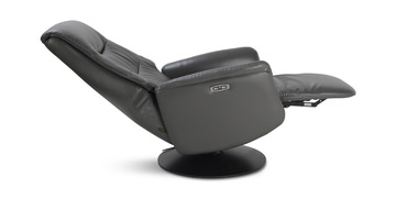 Connor Leather Zero Gravity Power Swivel Recliner - Grey