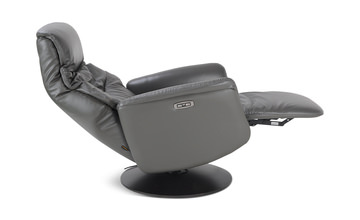 Connor Leather Zero Gravity Power Swivel Recliner - Grey