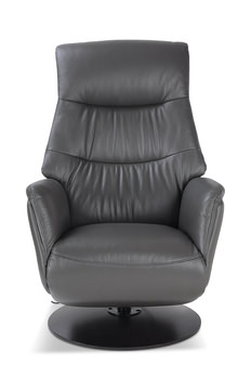 Connor Leather Zero Gravity Power Swivel Recliner - Grey