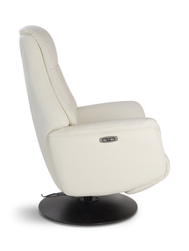 Connor Leather Zero Gravity Power Swivel Recliner - White