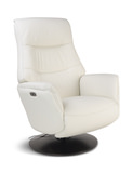 Connor Leather Zero Gravity Power Swivel Recliner - White thumbnail 1