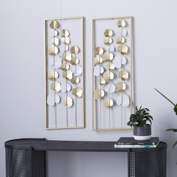 Set of 2 Metallic Leaf Panels