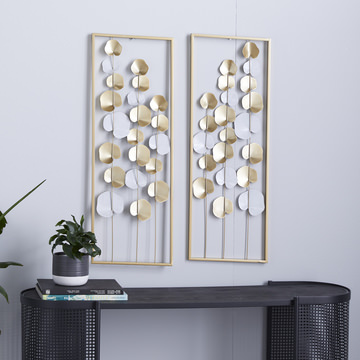 Set of 2 Metallic Leaf Panels