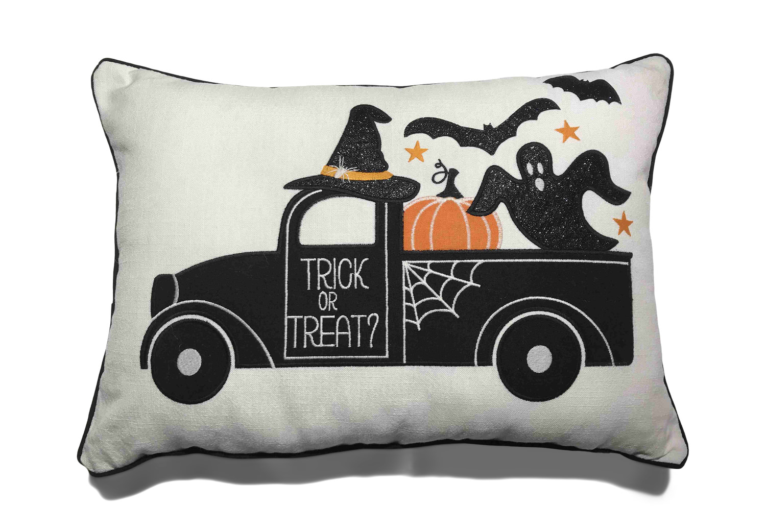 Black Truck With Bats/​Ghosts Pillow
