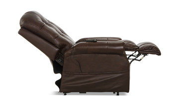 Watt Leather Power “Lay Flat” Lift Chair Recliner - Walnut