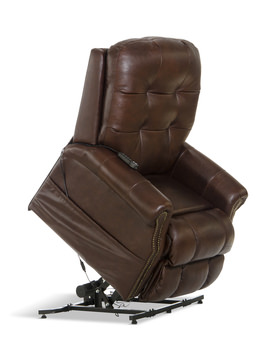 Watt Leather Power “Lay Flat” Lift Chair Recliner - Walnut