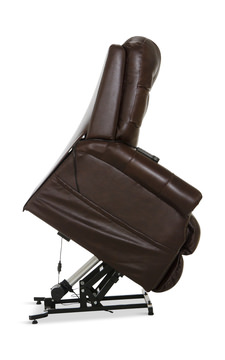 Watt Leather Power “Lay Flat” Lift Chair Recliner - Walnut