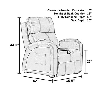 Jetson Zero Gravity Leather Power Recliner - Black