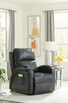 image Jetson Zero Gravity Leather Power Recliner - Gunmetal