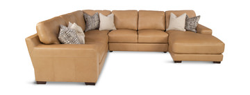 Cutler 4 Piece Leather Modular Sectional - Right Chaise