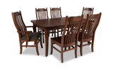Easton Pike Leg Table With 4 wood seat side chairs and 2 upholstered arm chairs thumbnail 1