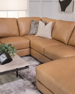Cutler 4 Piece Leather Modular Sectional - Right Chaise