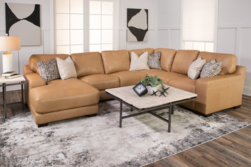 Cutler 4 Piece Leather Modular Sectional - Left Chaise