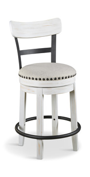 image Farmhouse White 24″ Swivel Counter Stool