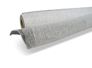 10″ Mesh Ribbon - White Silver