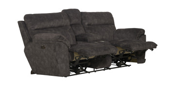 Verde Power Reclining Loveseat With Console - Smoke