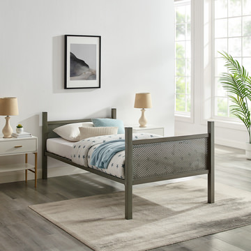 Trellis Twin Loft Bed over Full Bed - Pewter