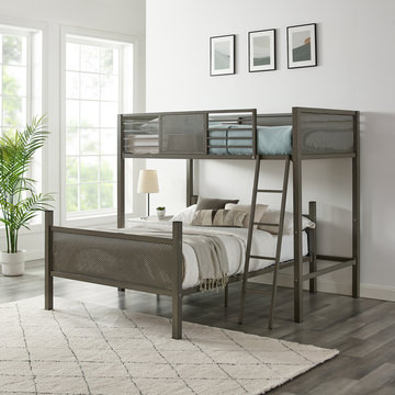 Trellis Twin Loft Bed over Full Bed - Pewter