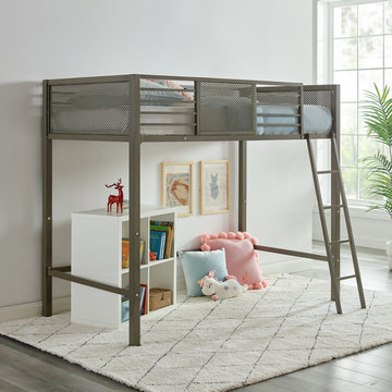Trellis Twin Loft Bed over Full Bed - Pewter