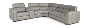 image Lena 6 Piece Leather Power Reclining Modular Sectional
