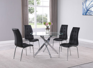 Jetta 45″ Round Glass Table With 4 Modern Chairs