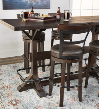 Homestead Grand Pub Table With 4 Swivel Bar Stools