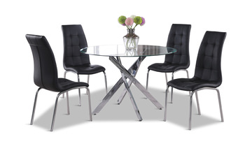 image Jetta 45″ Round Glass Table With 4 Chairs