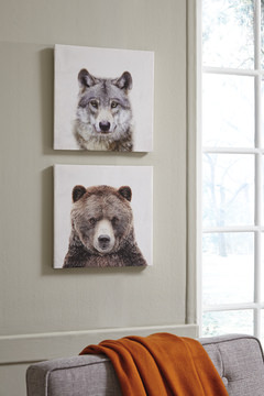 Set of Two Wolf/Bear Canvas Art
